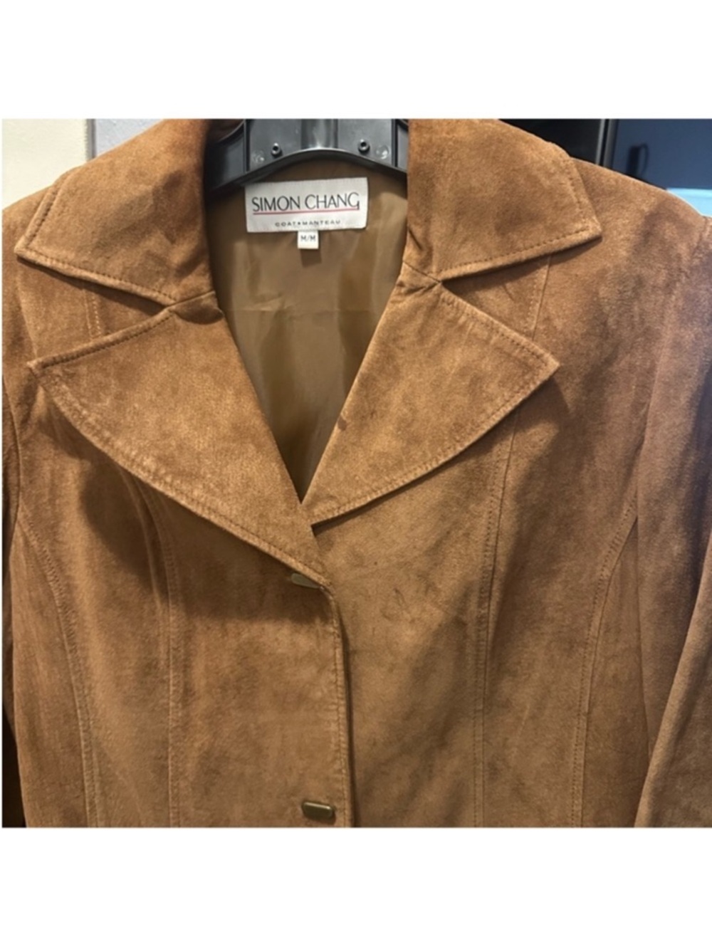 Simon Chang Women's Camel Suede Blazer - Picture 4 of 4
